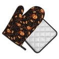 thumbnail image 2 of Xecao Halloween With Pumpkins Pattern Oven Mitts and Pot Holders Sets Heat Resistant Silicone Oven Mittens Extra Thicken Long Kitchen Cotton Oven Glove for Cooking, 2 of 7