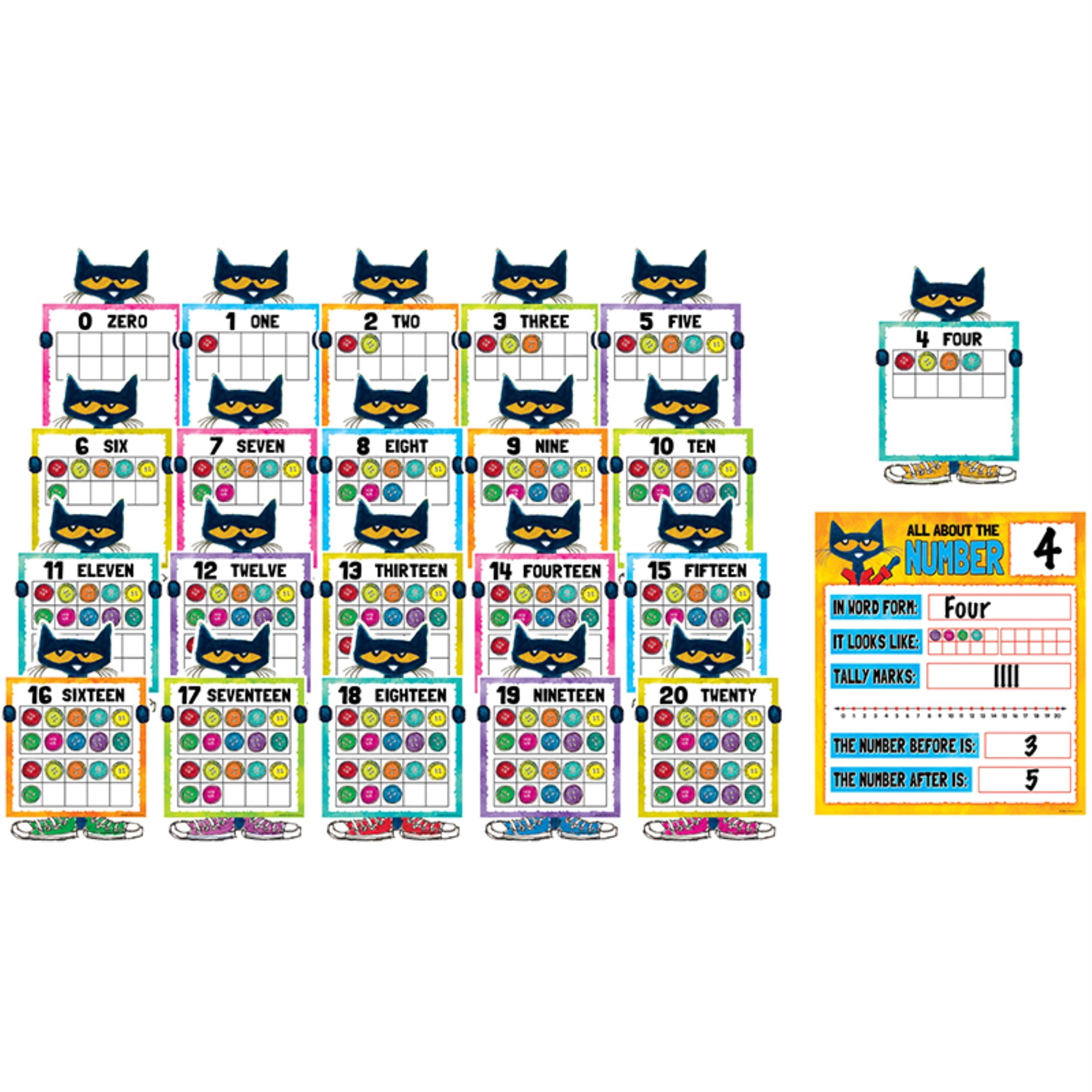 Teacher Created Resources Pete the Cat Numbers 0-20 Bulletin Board Set
