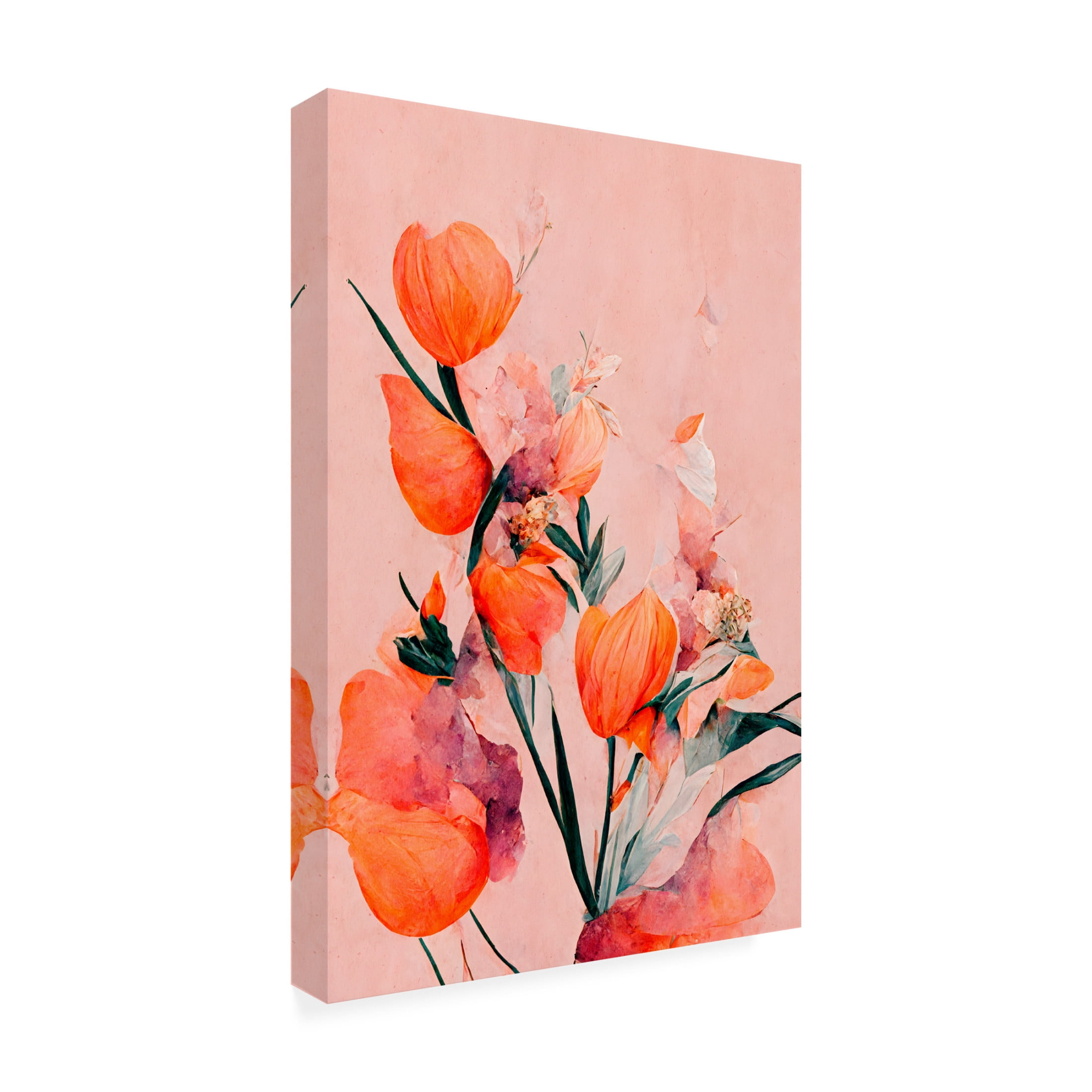 Canvas Wall Art - Treechild 'Orange Tulips' Wall Art for Living Room, Bedroom, or Office D?cor by Trademark Fine Art - 30 x 47 Inches