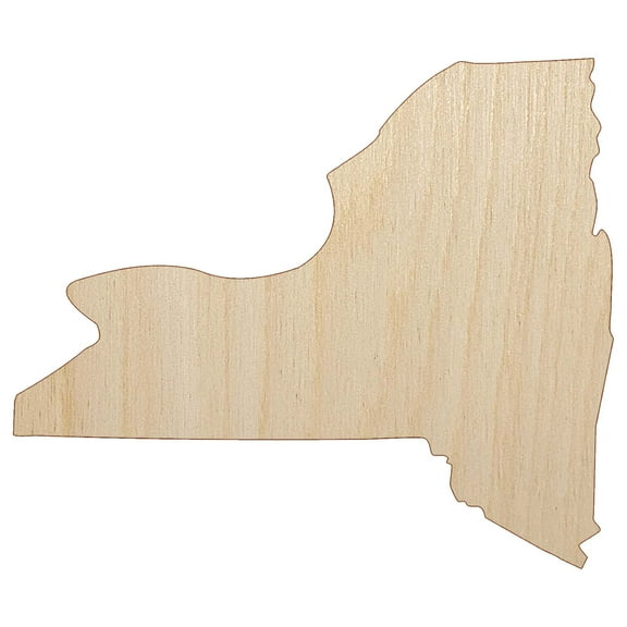 New York State Silhouette Wood Shape Unfinished Piece Cutout Craft DIY Projects - 4.70 Inch Size - 1/8 Inch Thick