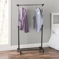 thumbnail image 1 of Single Rail Adjustable Rolling Garment and Wardrobe Organizing Rack, Black, 1 of 6