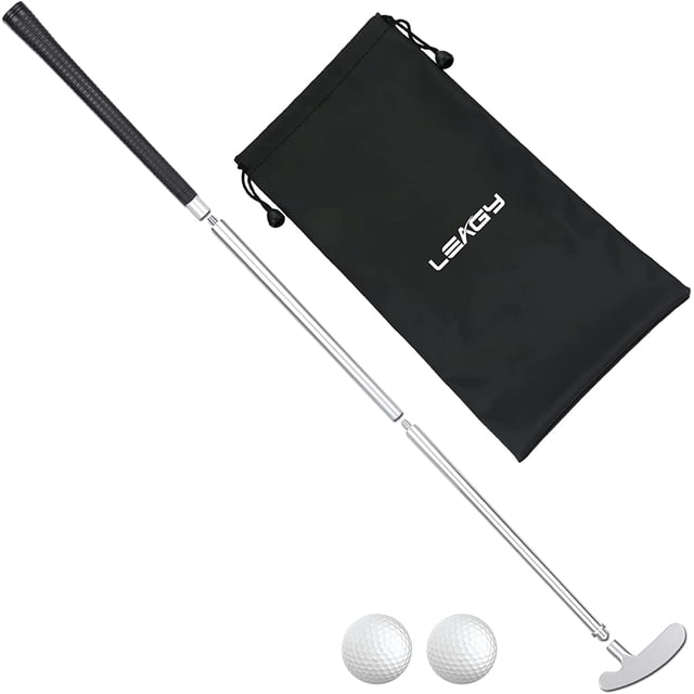 4-Sections Portable Best Golf Right Hand Putter or Golf Two-Way Putter Left and Right Hand, 2 Golf Balls Isolated