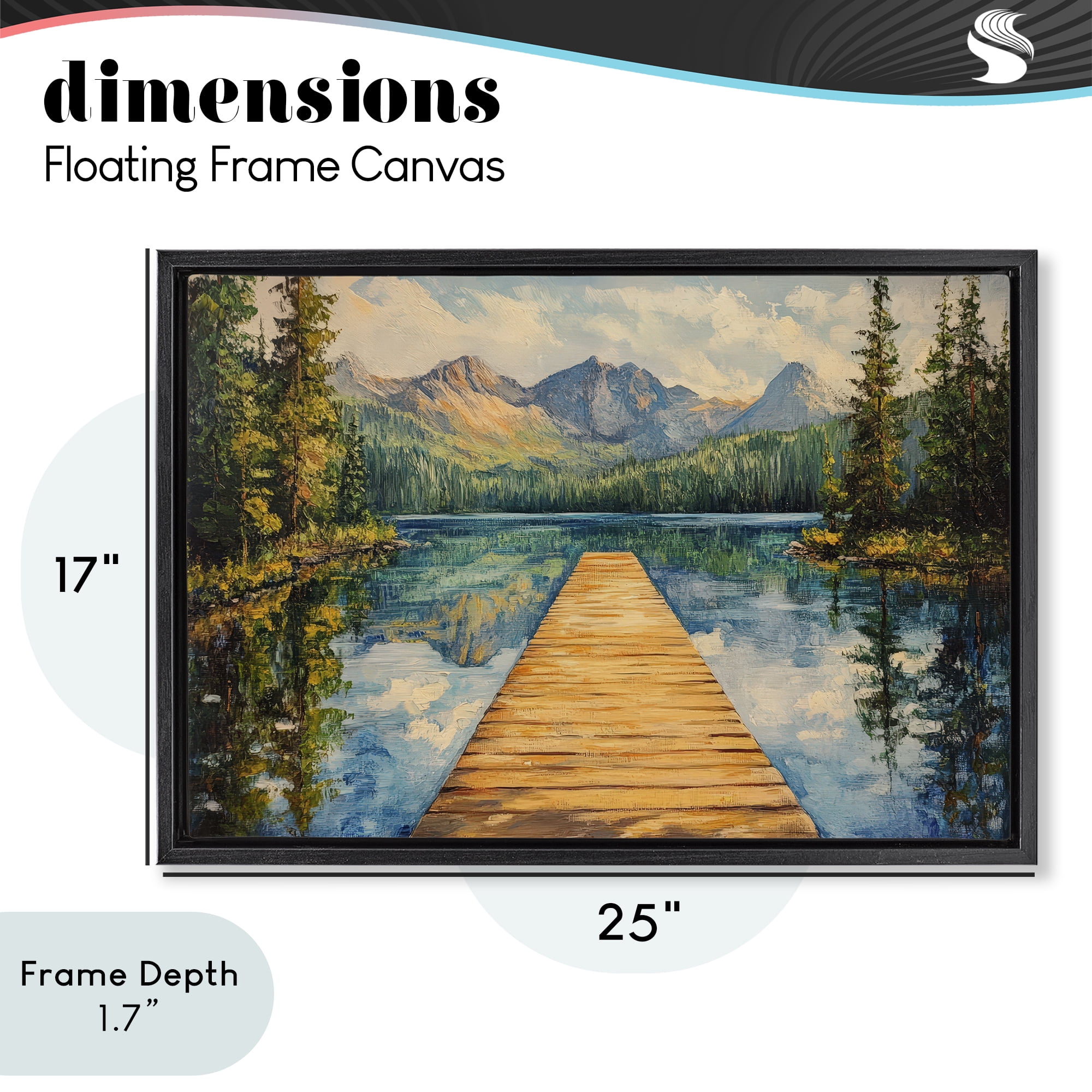 Stupell Industries Dock in The Mountains Black Framed Floater Canvas Wall Art, design by Petal Prints Design