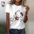 thumbnail image 3 of Camiseta de algodón de Hello Kitty para mujer, camiseta de verano con estampado de dibujos animados y cuello redondo, camisa de manga corta para mujer, chándal, ropa holgada, 3 of 5