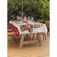 thumbnail image 2 of Outdoor Tablecloth with Umbrella Hole and Zipper, Gingerbread Christmas Rectangle Table Cloth 60x84 Inch Waterproof Tablecloth, Red Snowflake Golden Winter Xmas Picnic Table Cover for Patio Camping, 2 of 7