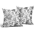 thumbnail image 2 of Black & White Outdoor Pillow Covers 16x16 Inch Set of 2 Black Floral Throw Pillow Covers Decorative Vintage Flower Pillowscase Cotton Linen Square Cushion Covers Sofa Couch Bedroom Party Home, 2 of 6