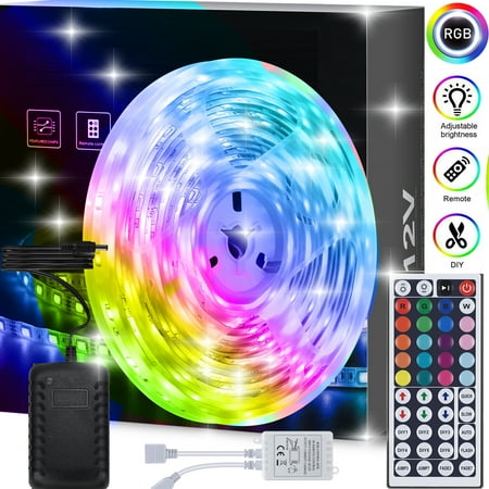 

SUGIFT Led Light Strip 16.4ft 5050 LED Strip Lights with 44Keys Remote Bright and Multicolor RGB LED Lights for Home Yard Party Decoration