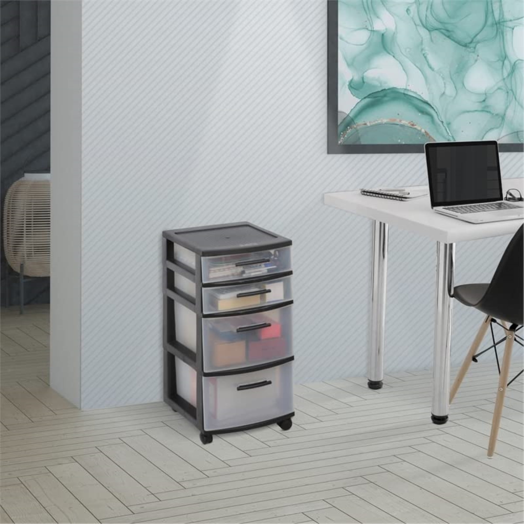 MQ Eclypse 4-Drawer Rolling Storage Cart, Black