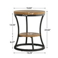 thumbnail image 2 of Condemo 2 Tier Industrial Round End Table, Accent Nightstand with Metal Frame for Living Room, Bedroom, Rustic Brown & Black, 2 of 9