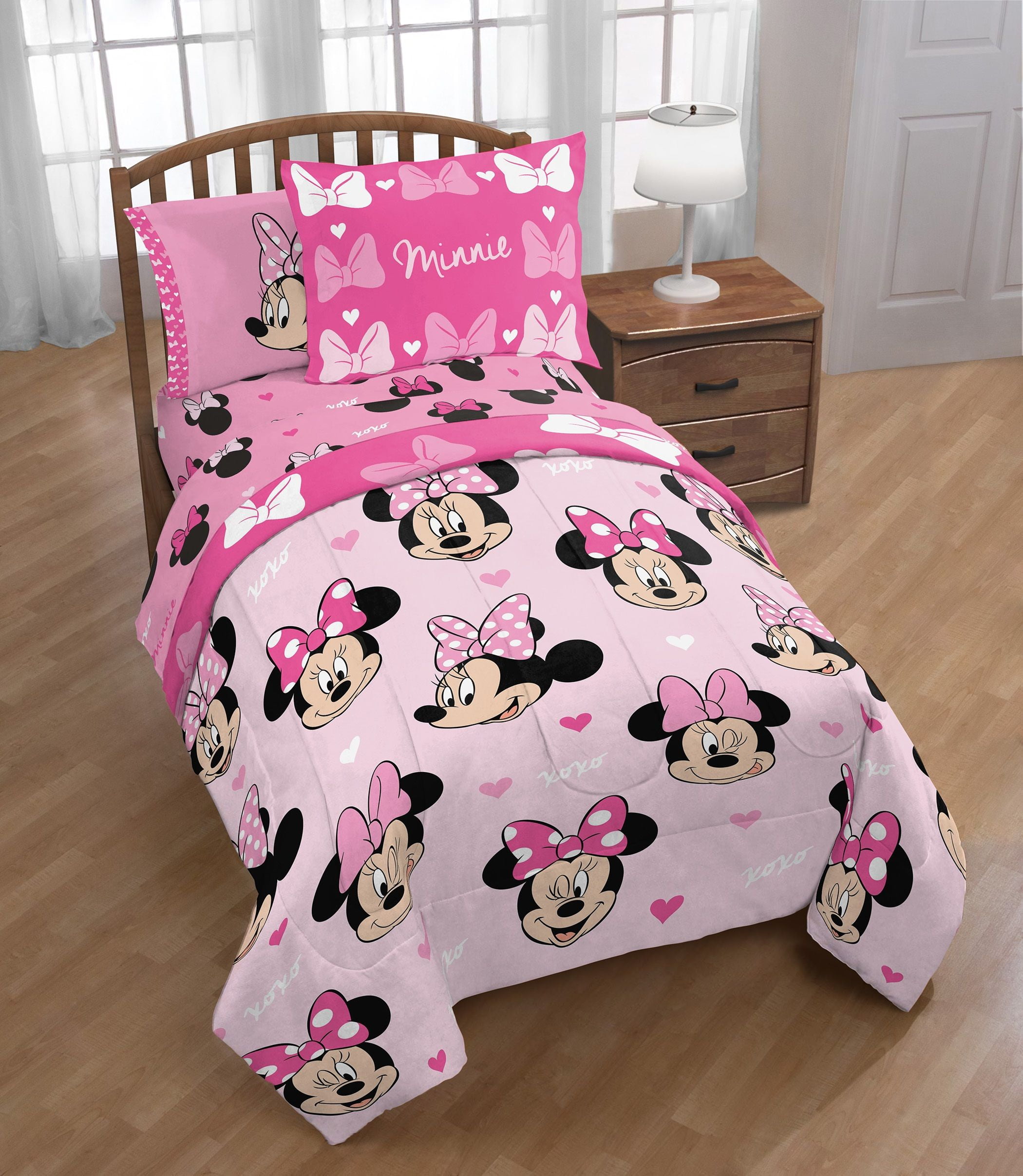 Minnie Mouse Kids 9-Piece Room in a Box Bedding and Drapes Set, Microfiber, Disney, Pink