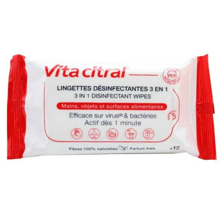 Vita Citral 3 in 1 Disinfectant Wipes 12 Wipes