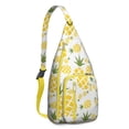 thumbnail image 1 of Tropical Pineapple Backpack - Golden Fruit & Flowers Print, Fashionable Multi-Functional Travel Pack, 1 of 4