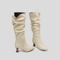 thumbnail image 4 of Mepaouo Knee High Boots for Women Block Heel Pointed Toe Slouchy Wide Calf Sexy Winter Boots(White,9.5), 4 of 5