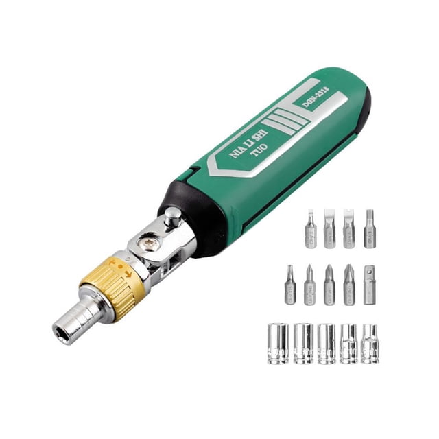 Cikiki 14-in-1 Multifunction Ratcheting Screwdriver Set,180 Rotation Screwdriver for Tight Spaces,Multi Bit Screw Driver for Home DIY, Electronics, Car Repairs