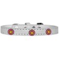 thumbnail image 1 of Pink Daisy Widget Croc Dog Collar White Size 14, 1 of 1