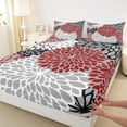 thumbnail image 3 of Homewish Dahlia Twin Sheet Sets,Retro Flower Twin Fitted Sheet,White Red Blue Flat Sheet For Men Women,Breathable Home Decor,3-Piece, 3 of 7