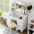 thumbnail image 5 of Furniture of America Tamarah Wood 3-Piece Bedroom Vanity Set in White, 5 of 7