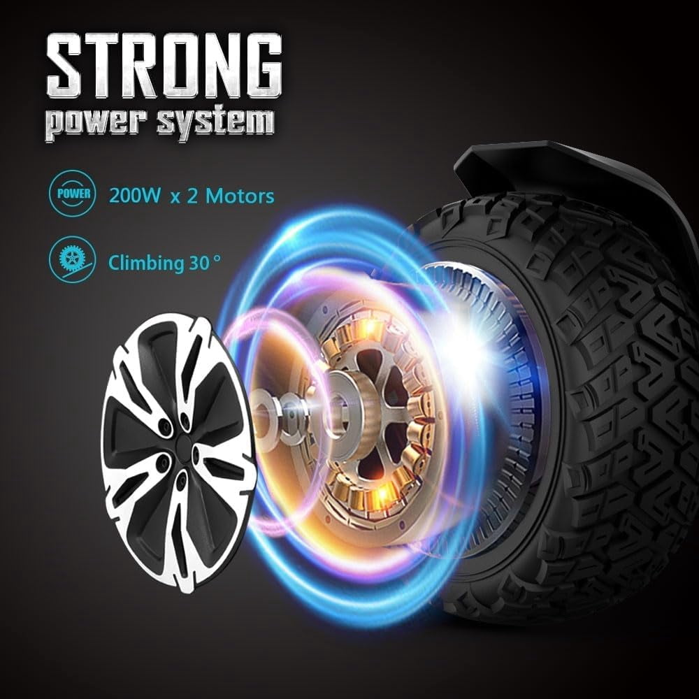 Gyroor Warrior 8.5 inch All Terrain Off Road Scooter with Bluetooth Speakers and LED Lights,Self Balancing Scooter for Kids ages 6-12 and Adults