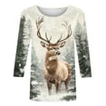 thumbnail image 5 of LiMoi Women's Round Neck Holiday Blouse Three Quarter Sleeve Featuring a Classic Christmas Reindeer Design Tees Tshirts Tops My Items, 5 of 5