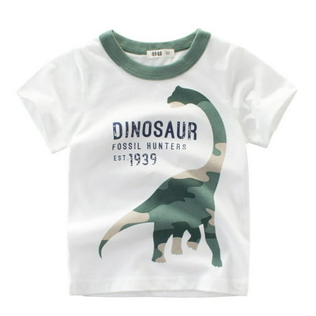 

ZHUASHUM Toddler Kids Baby Boys Camouflage Dinosaur Short Sleeve Crewneck T Shirts Tops Tee Clothes For 1-7 Years