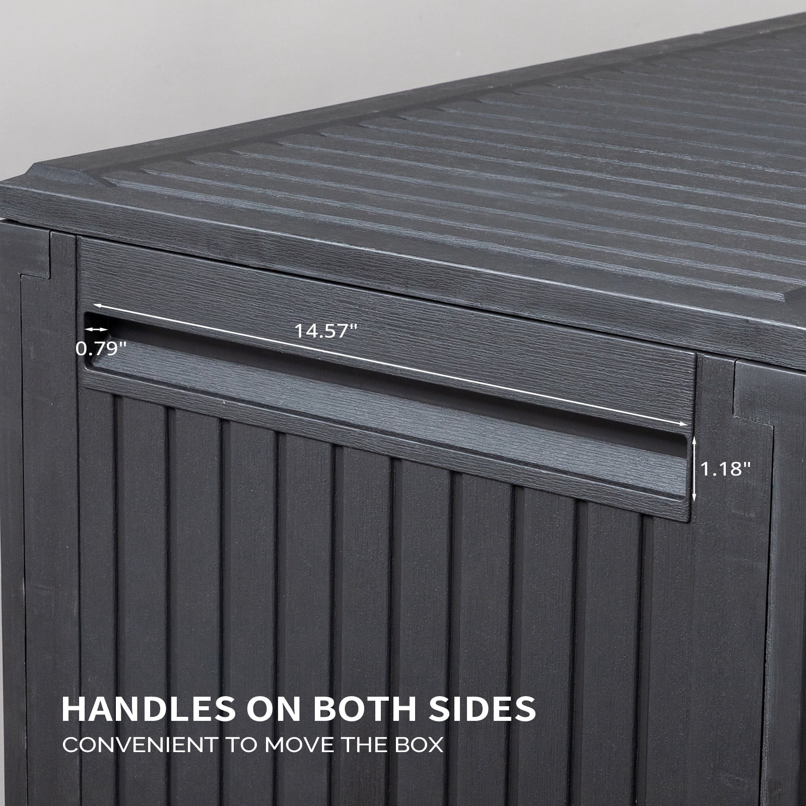 90 Gallon Outdoor Garden Storage Box with Wheels, Weatherproof UV-Resistant Plastic, Lockable Design, Moulded Handles, Large Deck Box for Patio Cushions Tools Toys BBQ Supplies