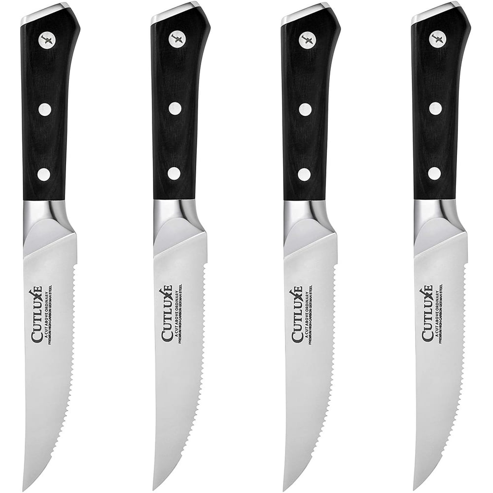 Cutluxe Steak Knives Serrated Steak Knife Set of 4 High Carbon