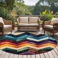 thumbnail image 4 of Round Rugs 5Ft, Vintage Waves Stripe Round Area Rug Washable Indoor Throw Carpet, Colorful Abstract Art Soft Non Slip Circle Rug for Cabinet Bathroom Home Decor Aesthetic, 4 of 8