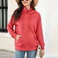 thumbnail image 7 of Women's Hoodies Sweatshirts Solid Color Long Sleeve Turtleneck Kangaroo Pocket Hooded Tops Casual Loose Fall Pullover, 7 of 7