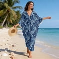 thumbnail image 3 of Xoenoiee Coral Fish Print Womens Caftan Kaftan Dress Short Sleeve Swimsuit Cover up V-Neck Loungewear Mumu Dresses Casual Maxi Beach Dress for Hawaii Tropical Resort, 3 of 7