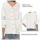 thumbnail image 4 of Camisas de lino para mujer, blusa con cuello en V y manga corta con botones en la parte delantera, versión suelta de Color puro, color blanco XXL, 4 of 5