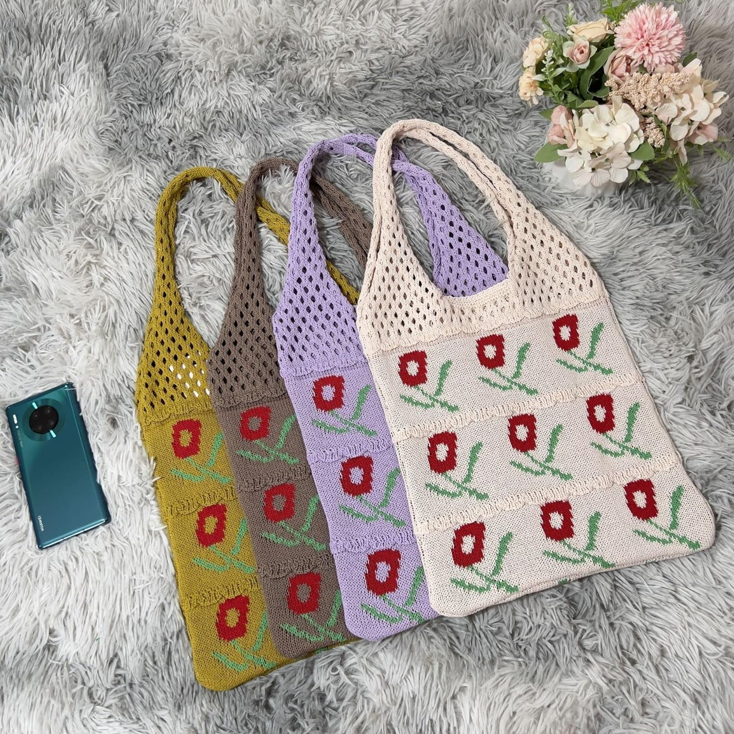 Kukuzhu Fairy Tote Bag Aesthetic Tote Bag Y2k Bag Tote Bag Aesthetic Y2k Crochet Tote Bag Aesthetic
