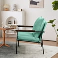 thumbnail image 2 of MERITLIFE Modern Accent Chair,Linen Fabric Armchairs with Metal Frame,Solid Wood Armrest, Foam Upholstery and Cotton Cushion,Blue, 2 of 12