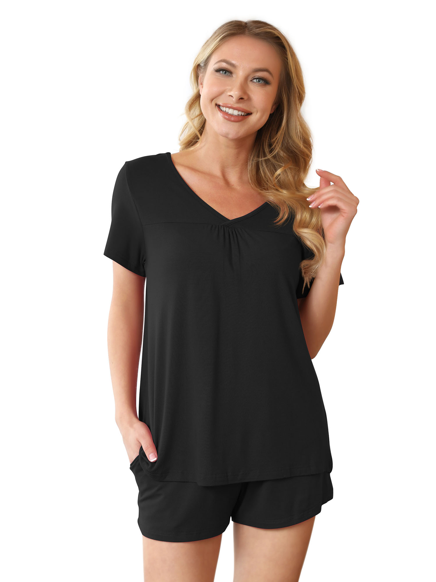Anygrew Women's Summer Pajama Set with Shorts and V-Neck photo 2