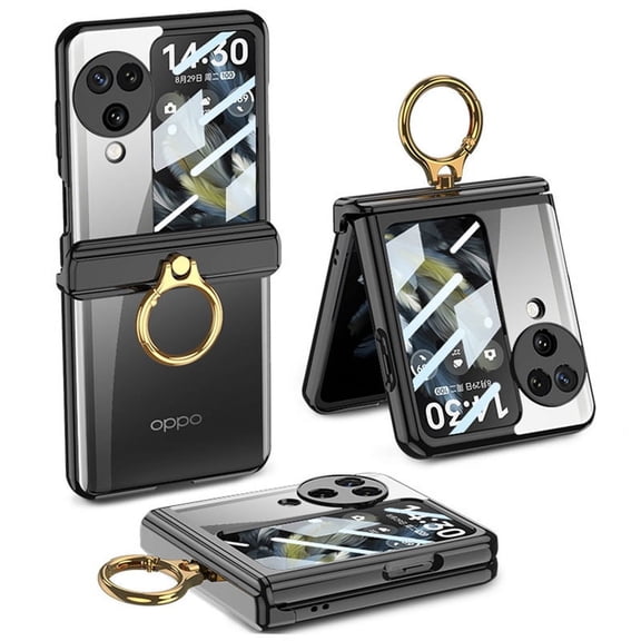 Stylish Case for OPPO Find N3 Flip with Back Screen Protector Tempered Glass Magnetic Hinge Protection Kickstand