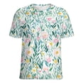 thumbnail image 5 of Floral Colorful Flower Women's Short Sleeve T-Shirt Crew Neck Casual Summer Trendy Loose Fit Tops, 5 of 6