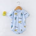 thumbnail image 2 of KPOPLK Baby Boys Bodysuit Pajamas Stripe Printed 0-18 Months Newborn Outfit Short Sleeve One-piece Pjs Clothing 0-12 Months Size 12-18 Months,Dark Blue, 2 of 5