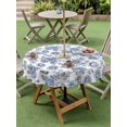 thumbnail image 4 of Outdoor Tablecloth with Umbrella Hole for Patio/Picnic/Party/Camping, Navy Blue Rose Waterproof Table Cloth Round Cover Washable, Rustic Vintage Botanical Floral Watercolor (Dia 60"), 4 of 9
