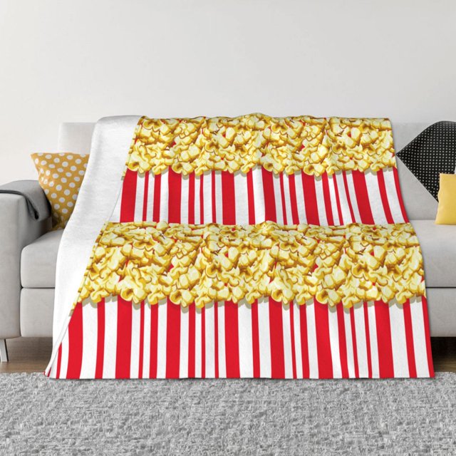 Fotbe Popcorn Manta de Franela con Estampado, Manta Ultrasuave para Cama, Sofá, Auto, Hipoalergénica y Antibolitas-60"x50"