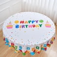 thumbnail image 4 of Birthday Round Tablecloth 70 Inch Happy Birthday Ballons White Table Cloth - Circle Polyester Seasonal Table Cover Washable Waterproof for Party Picnic Kitchen Dining Outdoor Decorations, 4 of 8