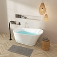 thumbnail image 2 of 59" Acrylic Freestanding Soaking Bathtub, White Modern Standalone Tub with Brushed Nickel Drain, Minimalist Linear Overflow Design, cUPC Certified for Residential Bathrooms, 2 of 9