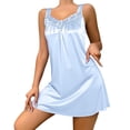 thumbnail image 4 of Endives Satin Nightgown for Women Summer Sleepdress Spaghetti Strap Sleep Dress Chemise Nighty Midi Nightshirt Summer Pajama Dress Nightie Bridal for Women Sky Blue L, 4 of 4