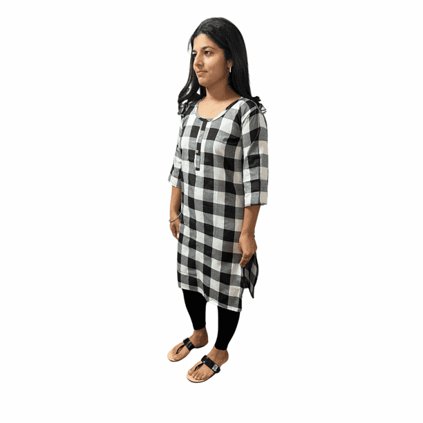 Indian Pakistani Wear Cotton Checkered Women Ladies Kurti Walmart