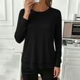 thumbnail image 2 of Womens Long Sleeve Tops Casual Solid Color Crew Neck Base Layer Tee Shirt Comfy Tshirts Spring Fall Clothes (XL, Black), 2 of 6
