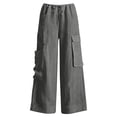 thumbnail image 5 of Cargo Sweatpants for Women with Multi Pockets Drawstring Wide Leg Casual Trendy Summer Linen Trouser Pants (2XL, Dark Gray), 5 of 6