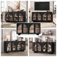 thumbnail image 5 of JOINICE Sideboard Buffet Cabinet Modern Accent Console Cabinet with Arched Glass Doors and Storage,Black,for Living Room,Dining Room,Entryway, 5 of 10
