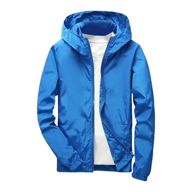 Splozh Manteau d'Automne Veste Mince Garçons Veste à Manches Longues Confortable Douce et à la Mode Veste à Capuche Zippée Bleu, 7-8 Ans