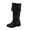 Black, variant on Womens Flat Boots Mid Calf Low Heel Fall Slouchy Cowgirl Boots