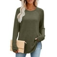 thumbnail image 2 of Ltctricy T Shirts for Women Soft Comfy Long Sleeve Crew Neck Curved Hem Fashion Tunic Tops Casual Loose Tee Blouses(Green,Medium), 2 of 6