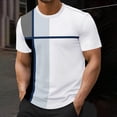 thumbnail image 2 of Men's Casual Lightweight Interlock T Shirts with Short Sleeve Crew Neck Color Block Graphic Tees Shirt Summer Tops Blue, 2 of 9