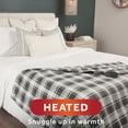 thumbnail image 2 of Sunbeam Fleece Eletric Heated Throw Blanket, Gray and White Buffy Plaid, 2 of 9